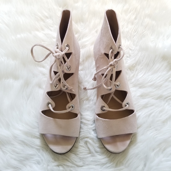 J Crew Pink Laila Lace Up Wedge Sandal 8 - Picture 2 of 10